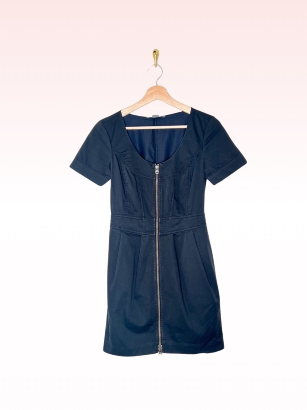 A/X ARMANI EXCHANGE black denim zip up dress (Sz 0)